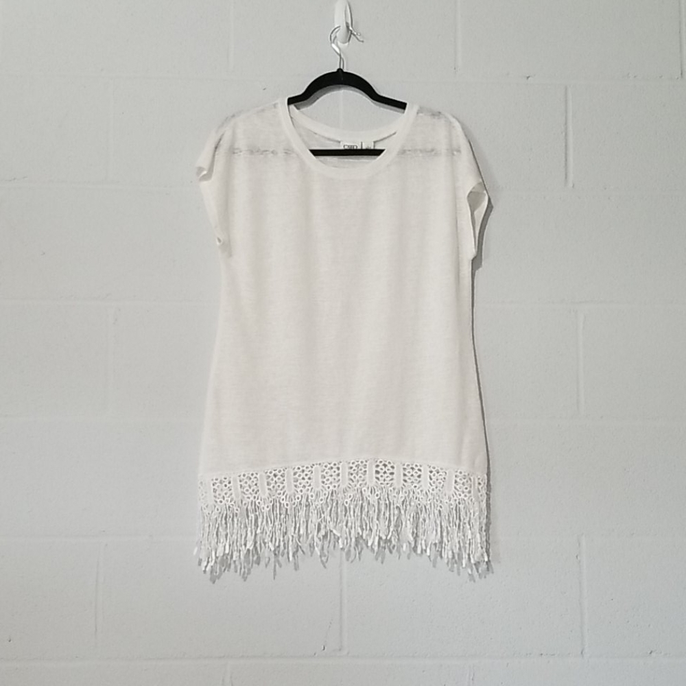 Cato Knit white blouse with lace detail